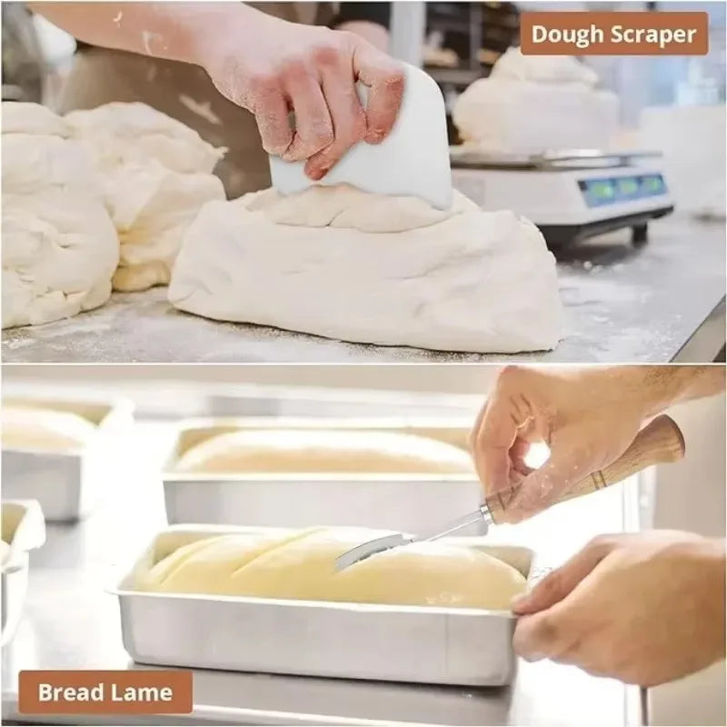 Natural Sourdough Bread Fermentation Basket Set Rattan Dough Fermentation Set Baking Mixer Scraper Home Baking Utility Tools