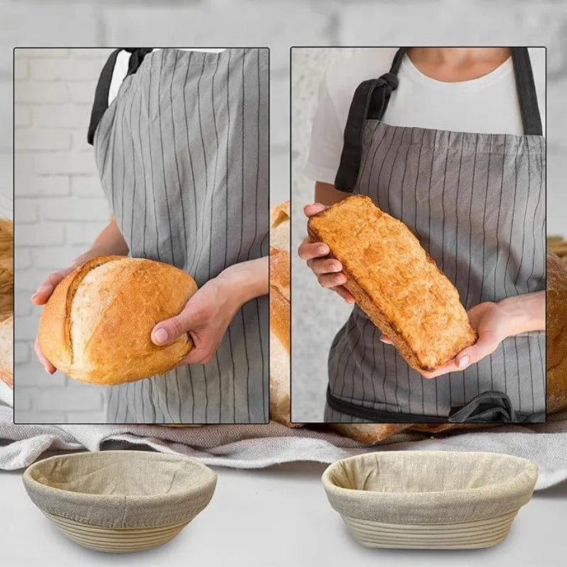 Natural Sourdough Bread Fermentation Basket Set Rattan Dough Fermentation Set Baking Mixer Scraper Home Baking Utility Tools