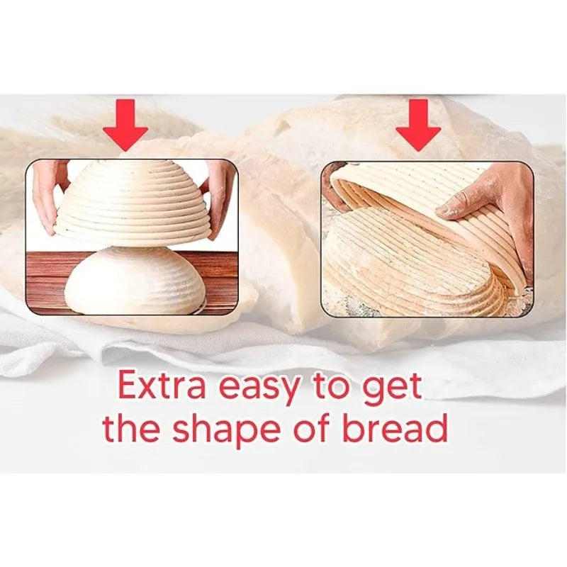 Natural Sourdough Bread Fermentation Basket Set Rattan Dough Fermentation Set Baking Mixer Scraper Home Baking Utility Tools